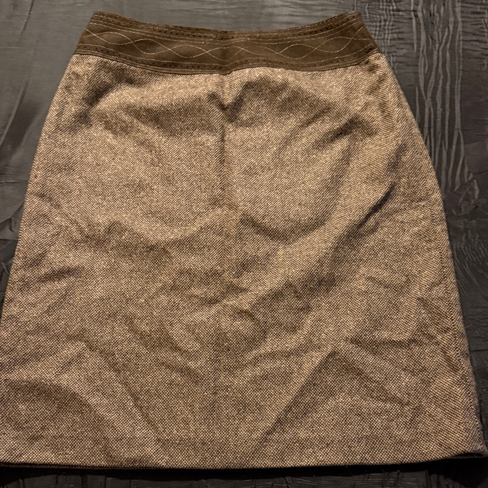 LOFT Textured Brown Pencil Skirt